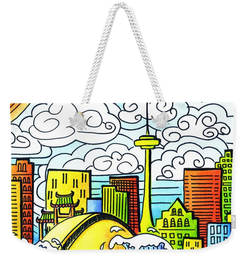 Toronto Weekender Tote Bag featuring the painting My Toronto by Oiyee At Oystudio