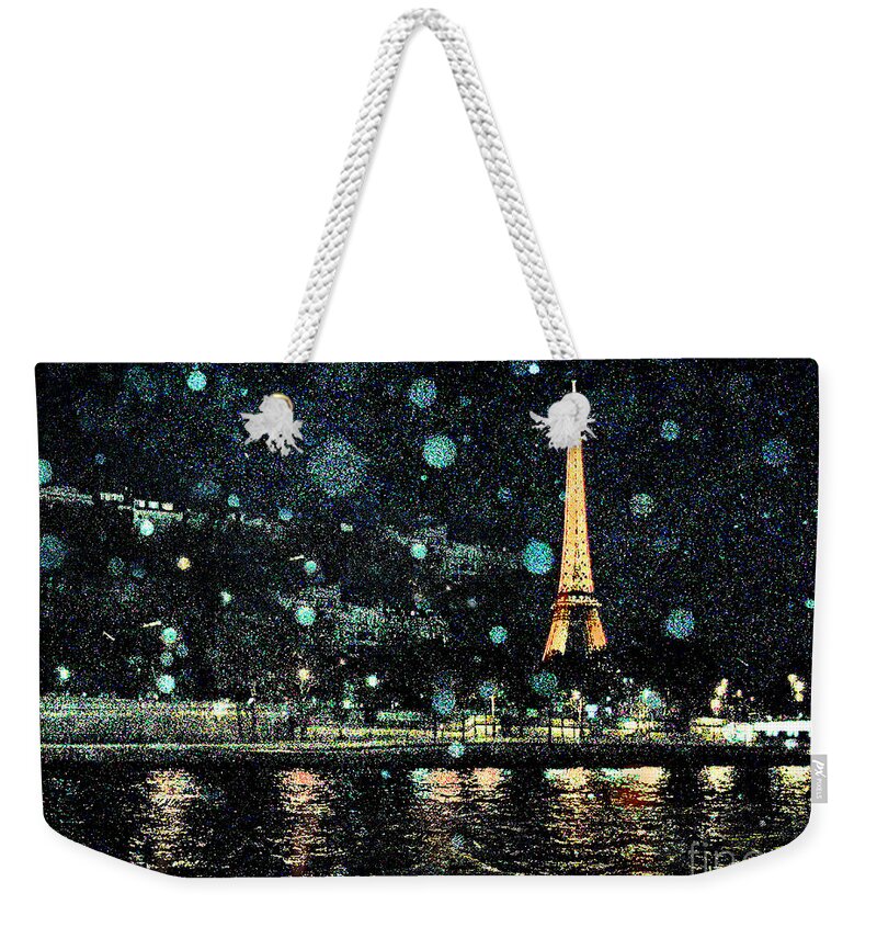Paris Weekender Tote Bag featuring the digital art My Van Gogh Eiffel Tower by Jennie Breeze