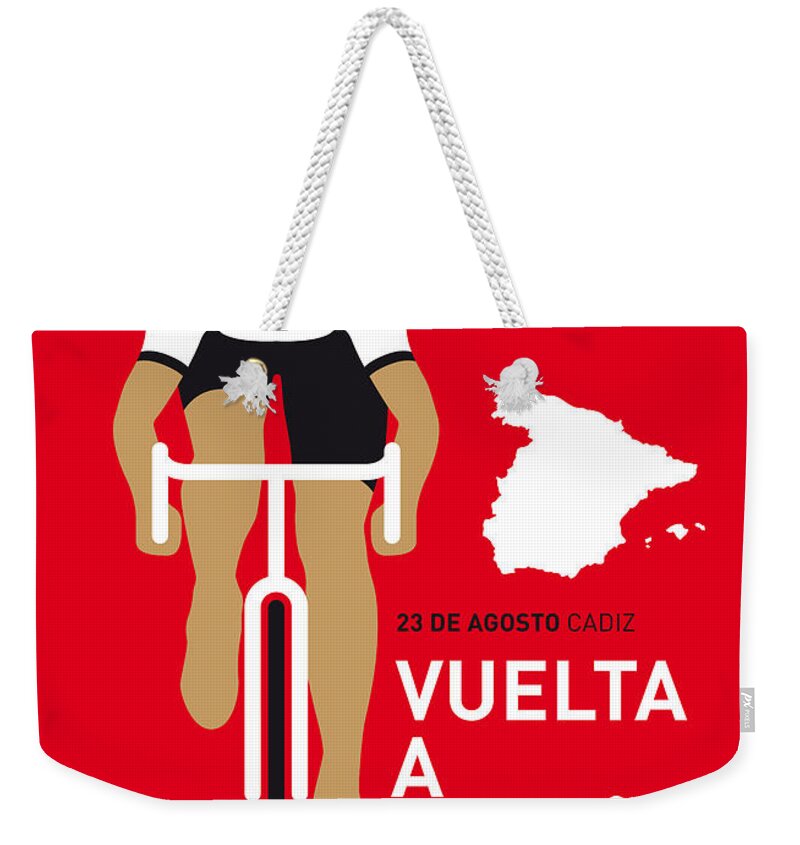 Minimal Weekender Tote Bag featuring the digital art My Vuelta A Espana Minimal Poster 2014 by Chungkong Art