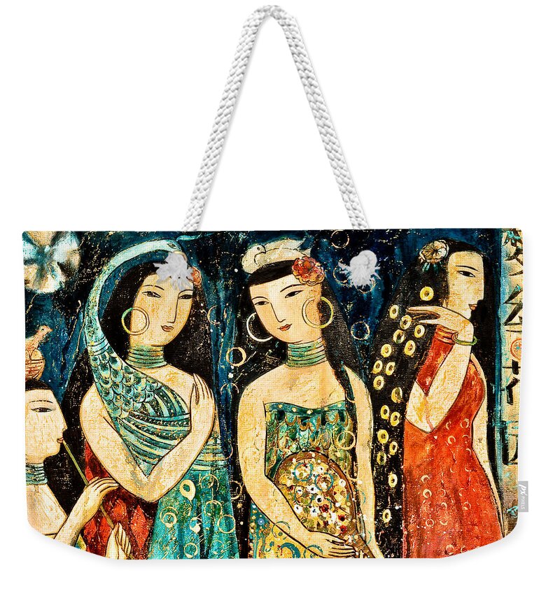 Mystic Weekender Tote Bag featuring the painting Mystic Garden by Shijun Munns