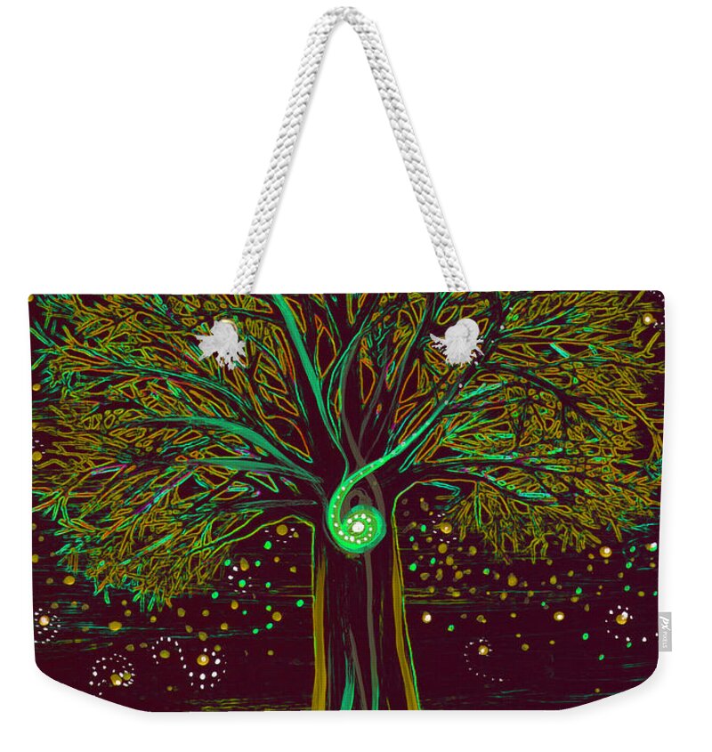 First Star Weekender Tote Bag featuring the mixed media Mystic Spiral Tree green by jrr by First Star Art