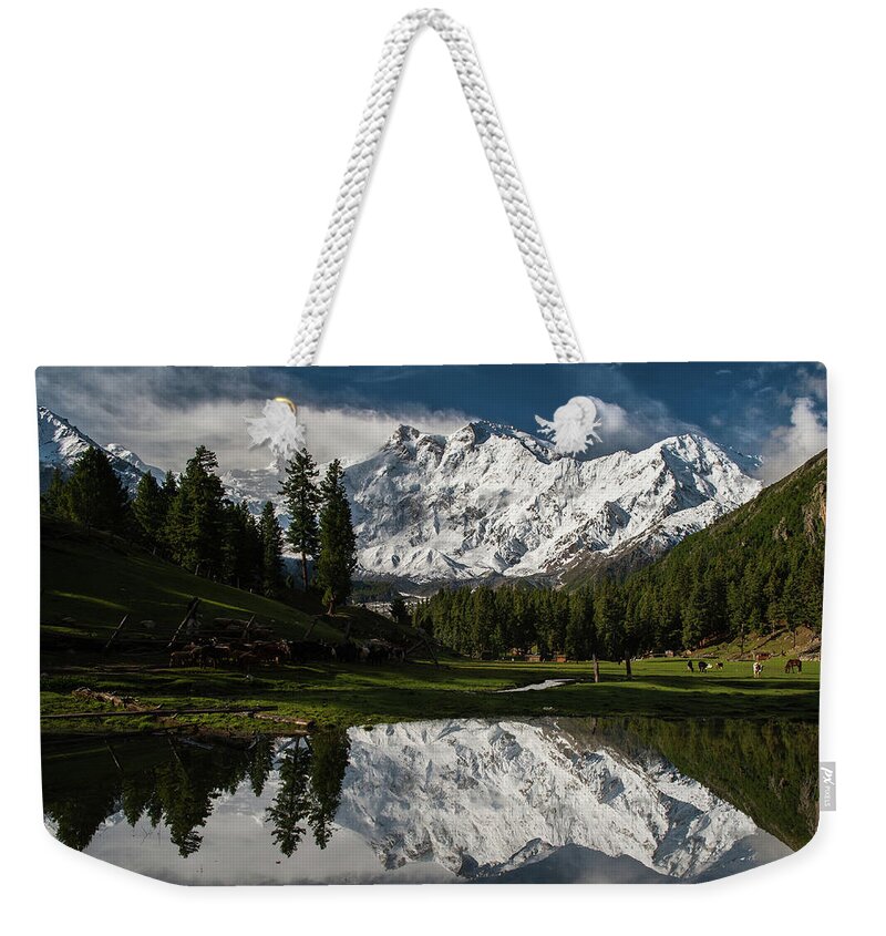 Tranquility Weekender Tote Bag featuring the photograph Nanga Parbat Naked Mountain From Fairy by Johan Assarsson