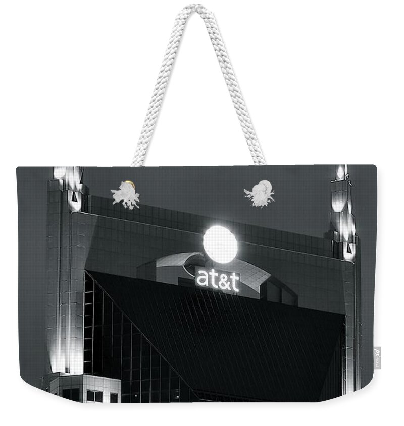 Nashville Weekender Tote Bag featuring the photograph Nashville Batman Building by Frozen in Time Fine Art Photography
