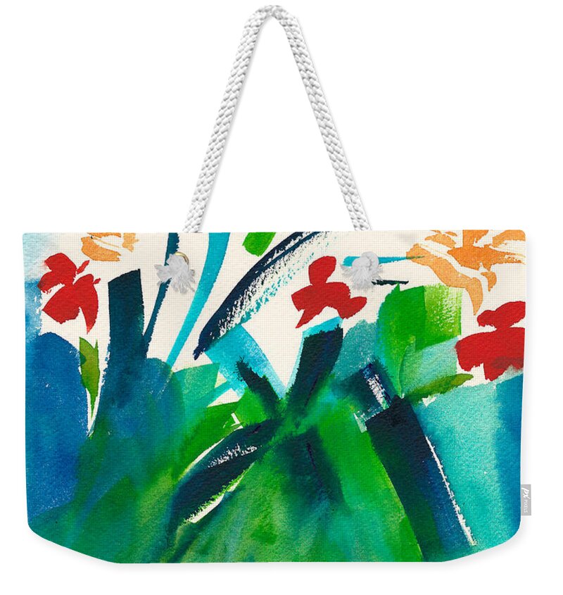 Flowers Watercolor Painting Weekender Tote Bag featuring the painting Natures Bouquet Abstract by Frank Bright