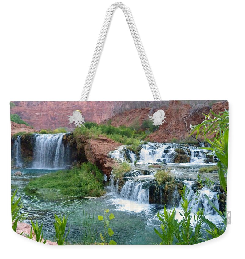 Navajo Weekender Tote Bag featuring the photograph Navajo Falls by Alan Socolik