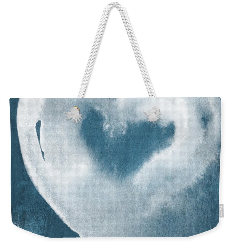 Love Weekender Tote Bag featuring the mixed media Navy Blue and White Love by Linda Woods