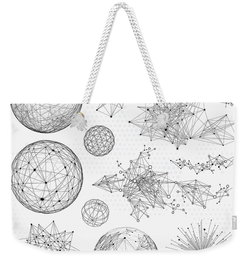 Globe Weekender Tote Bag featuring the digital art Network Design Elements by Aleksandarvelasevic
