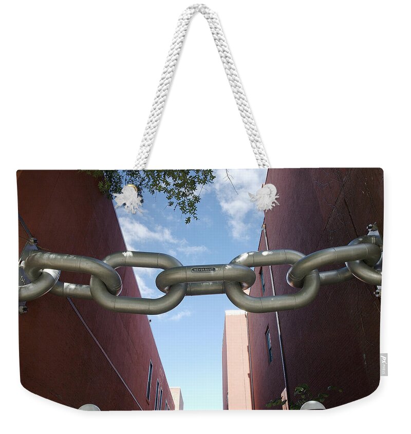 Chain Weekender Tote Bag featuring the sculpture Neverbust by Blue Sky