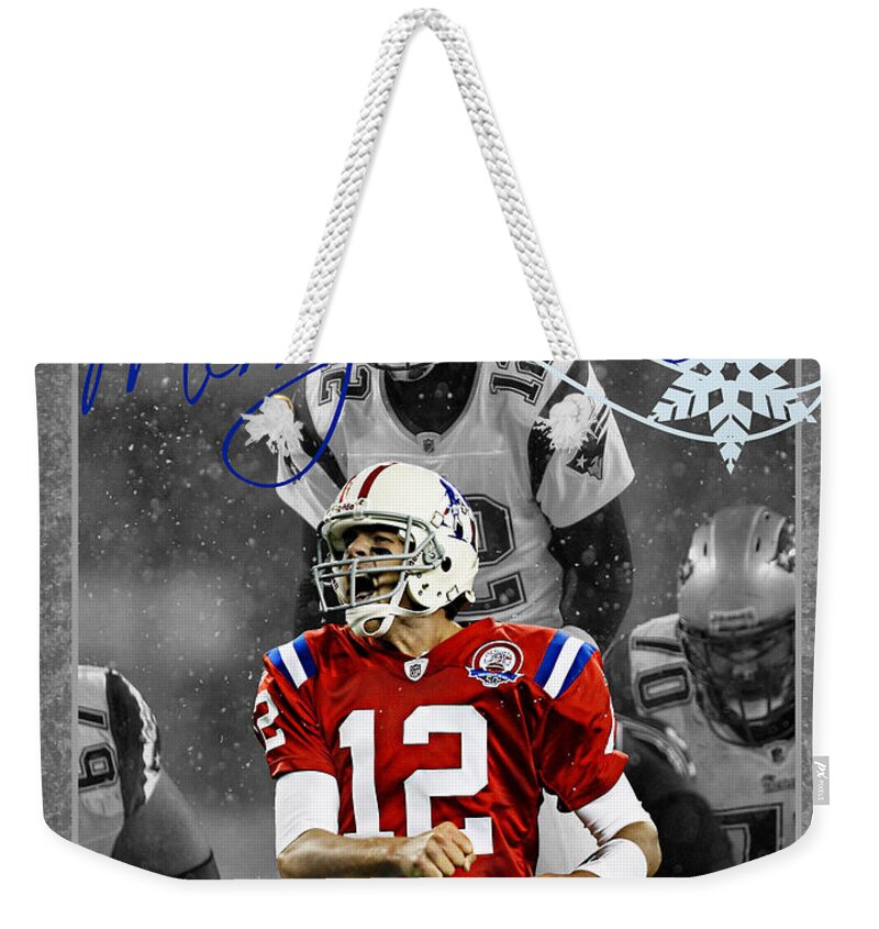 Patriots Weekender Tote Bag featuring the photograph New England Patriots Christmas Card by Joe Hamilton