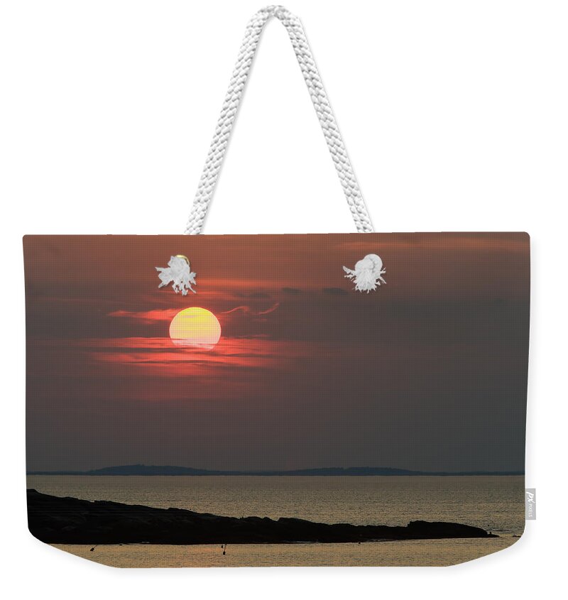 New England Weekender Tote Bag featuring the photograph New England Sunset - Rockport by Jean-Pierre Ducondi