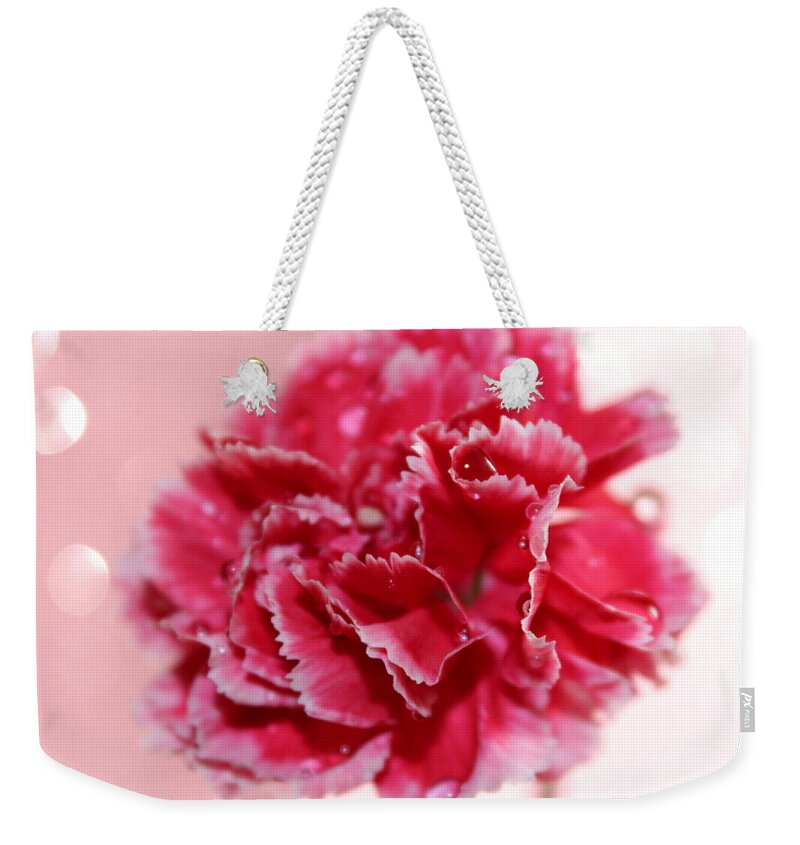 Carnation Weekender Tote Bag featuring the photograph New Love by Krissy Katsimbras
