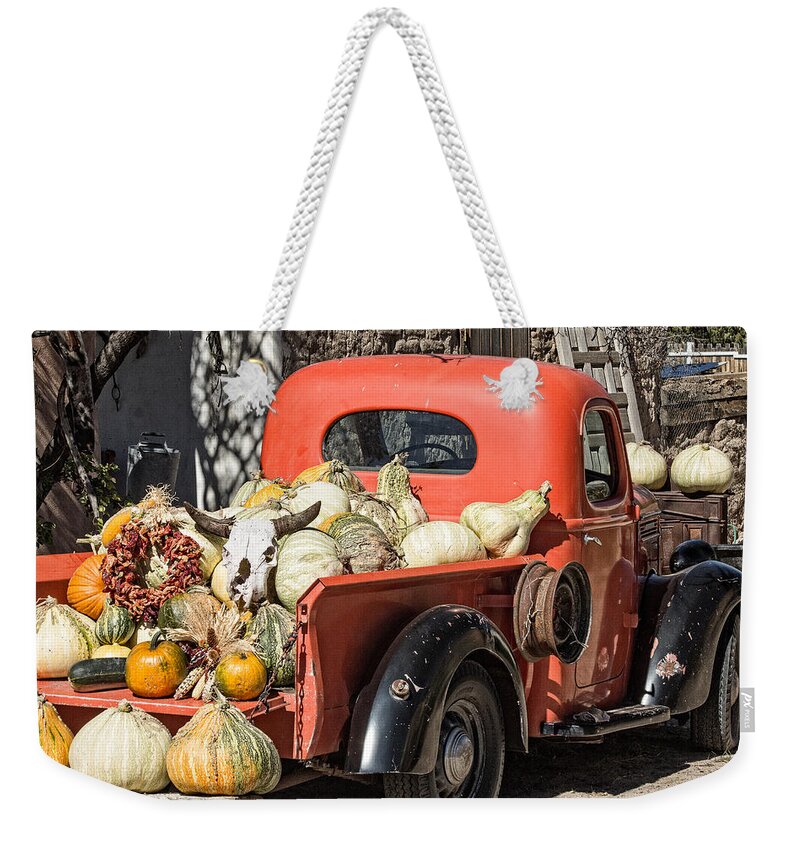 Steven Bateson Weekender Tote Bag featuring the photograph New Mexico Fall Harvest Truck by Steven Bateson