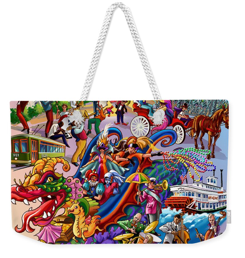 New Orleans Weekender Tote Bag featuring the digital art New Orleans in color by Maria Rabinky