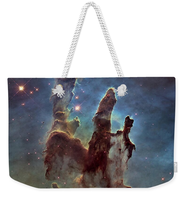 3scape Weekender Tote Bag featuring the photograph Hubble Pillars of Creation HD Square by Adam Romanowicz