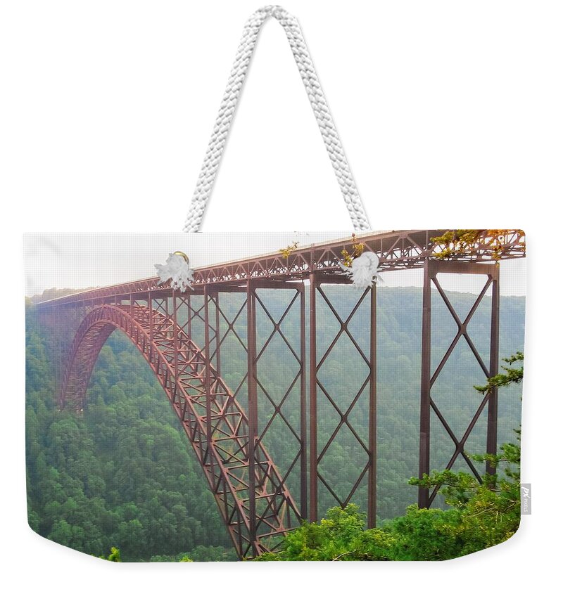 West Virginia Weekender Tote Bag featuring the photograph New River Gorge Bridge  by Lars Lentz