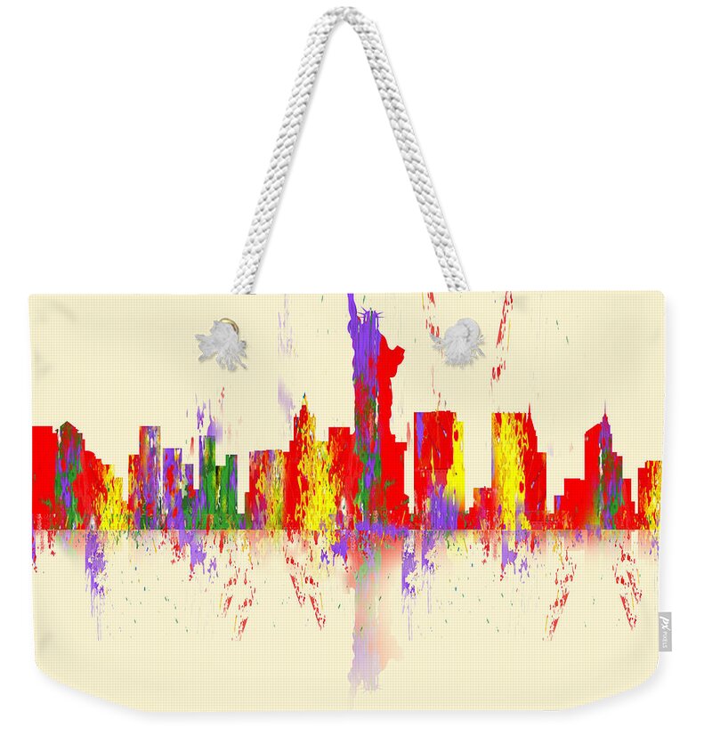 New York Weekender Tote Bag featuring the digital art New York City Skyline II by Loretta Luglio