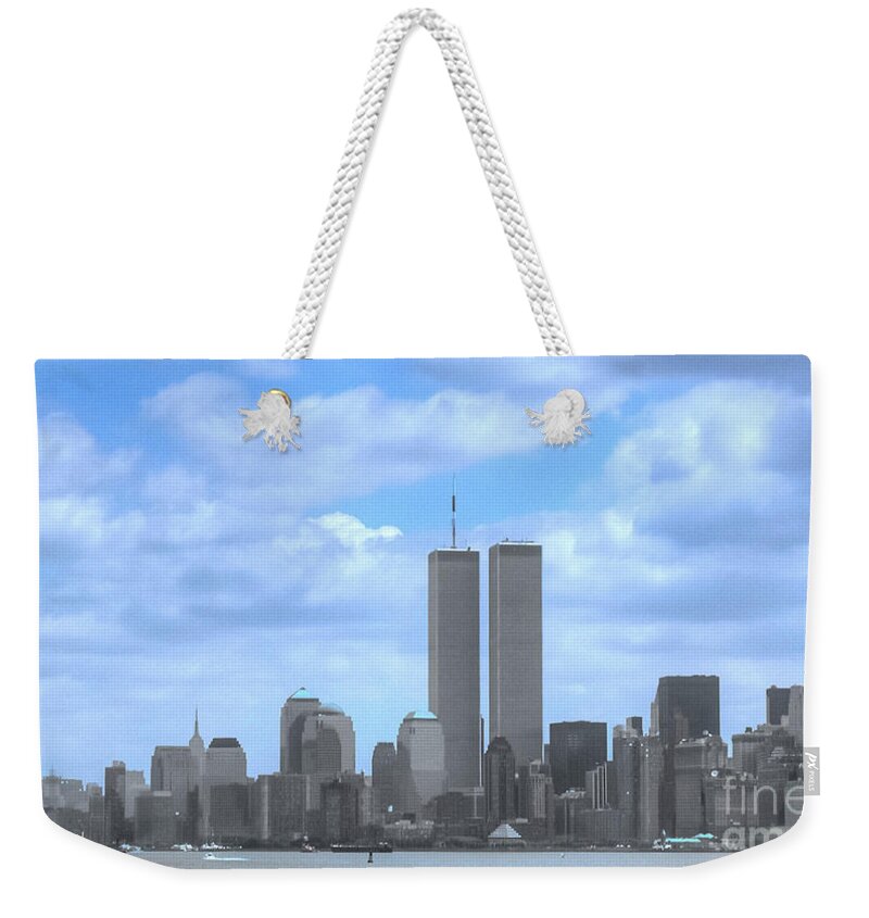 New York Weekender Tote Bag featuring the photograph New York City Twin Towers Glory - 9/11 by Tap On Photo
