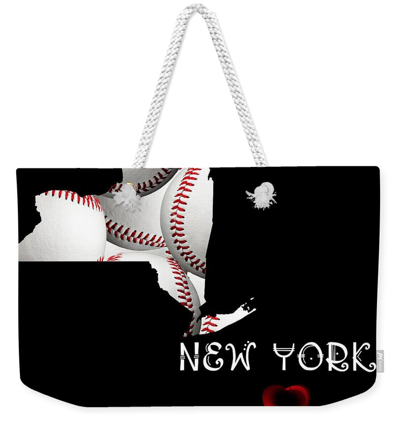 Andee Design Weekender Tote Bag featuring the digital art New York Loves Baseball by Andee Design
