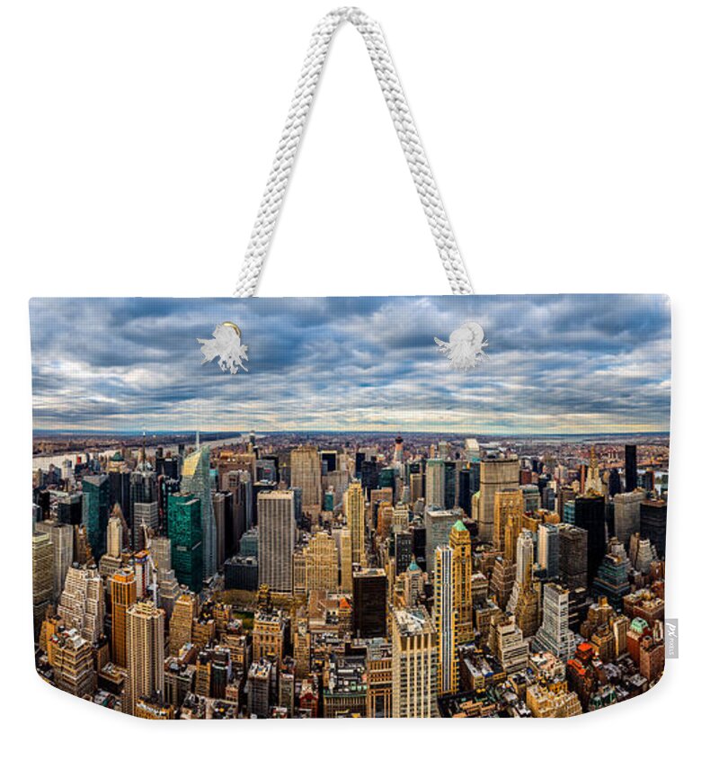 Downtown Weekender Tote Bag featuring the photograph New York Panorama by Mihai Andritoiu