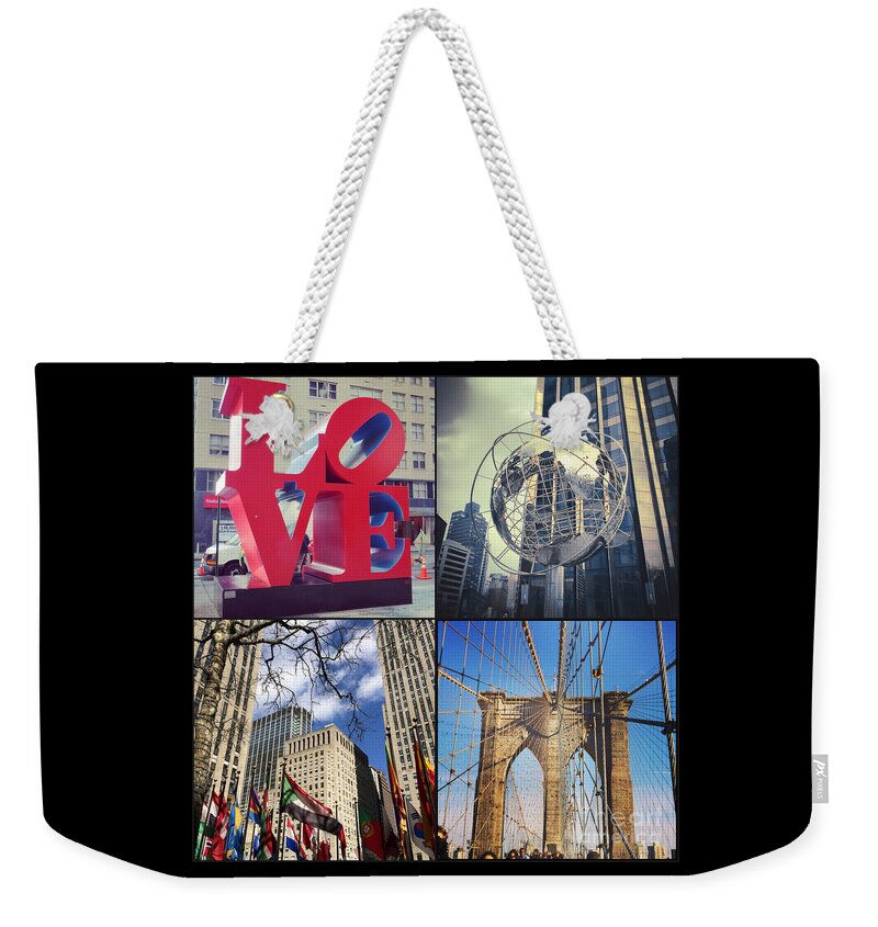New York Weekender Tote Bag featuring the photograph New York Sights by Kerri Farley