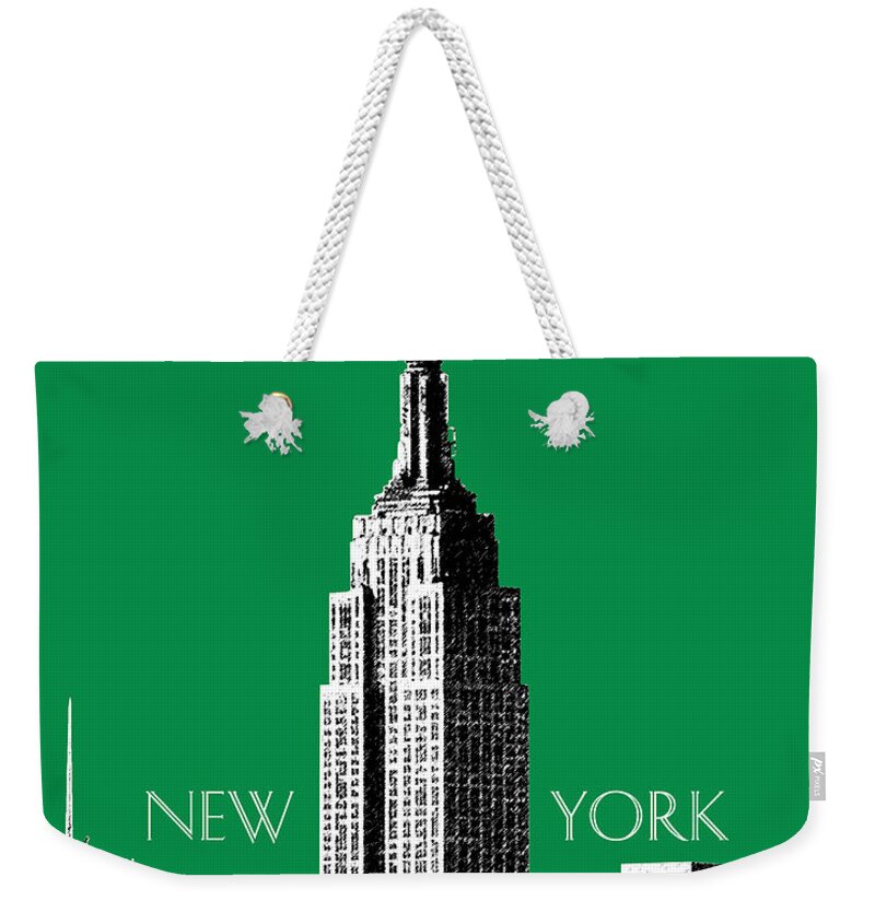 Architecture Weekender Tote Bag featuring the digital art New York Skyline Empire State Building - Forest Green by DB Artist