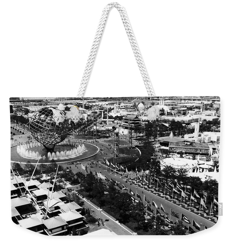 History Weekender Tote Bag featuring the photograph New York Worlds Fair, 1965 by John G. Ross