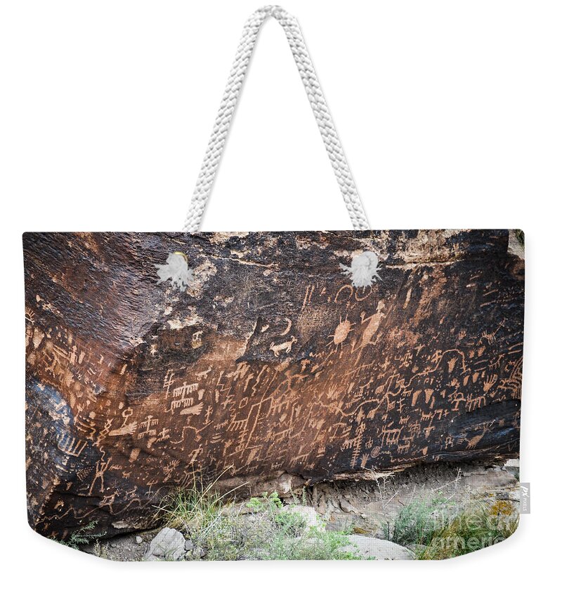 Petroglyphs Weekender Tote Bag featuring the photograph Newspaper Rock by Cheryl McClure