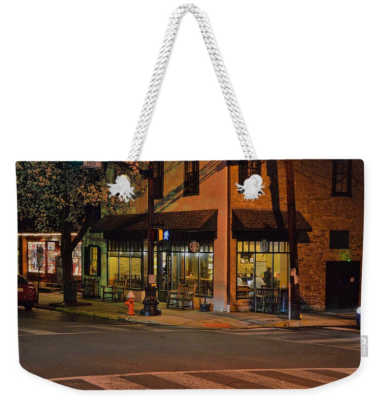 Newtown Pa Weekender Tote Bag featuring the photograph Newtown Nighthawks by William Jobes