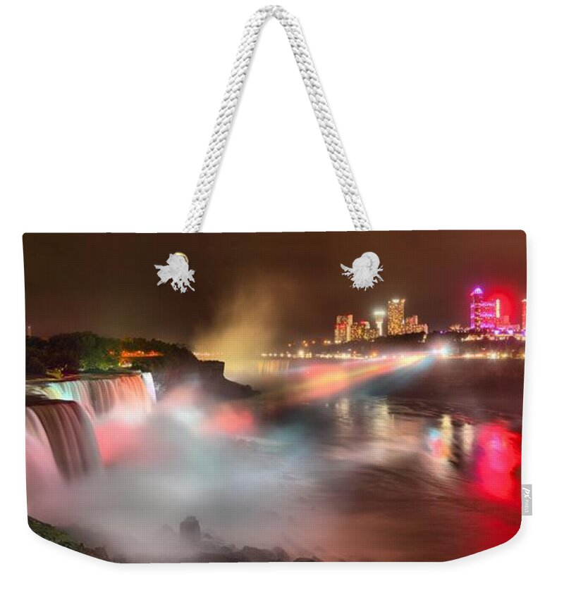Niagara Falls Panorama Weekender Tote Bag featuring the photograph Niagara Falls Stunning Panorama by Adam Jewell