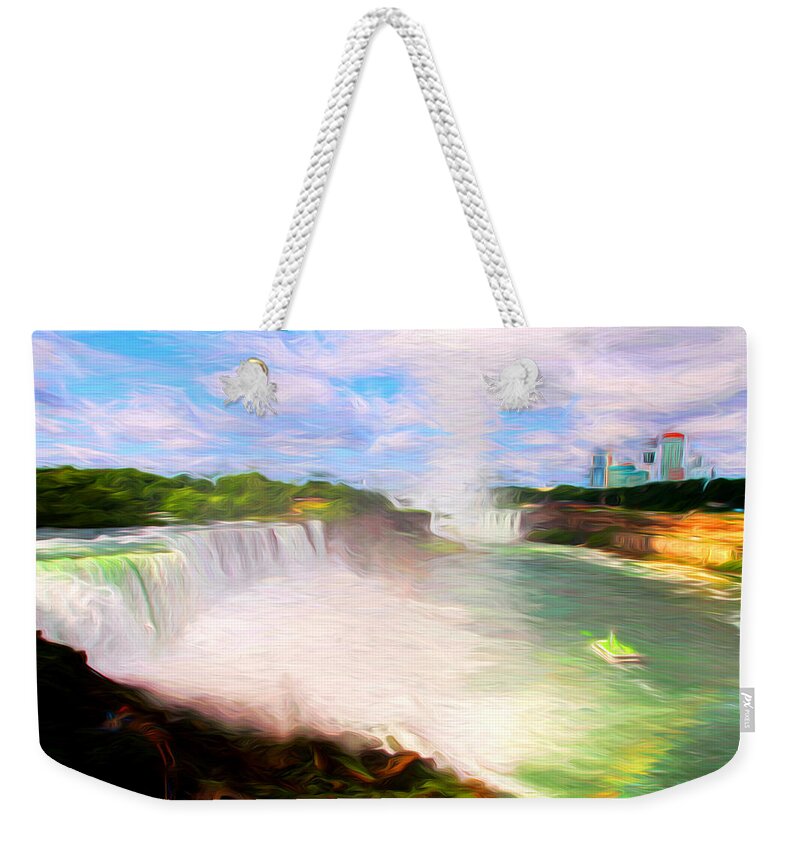 Waterfalls Weekender Tote Bag featuring the photograph Niagara Falls view 2 by John Freidenberg