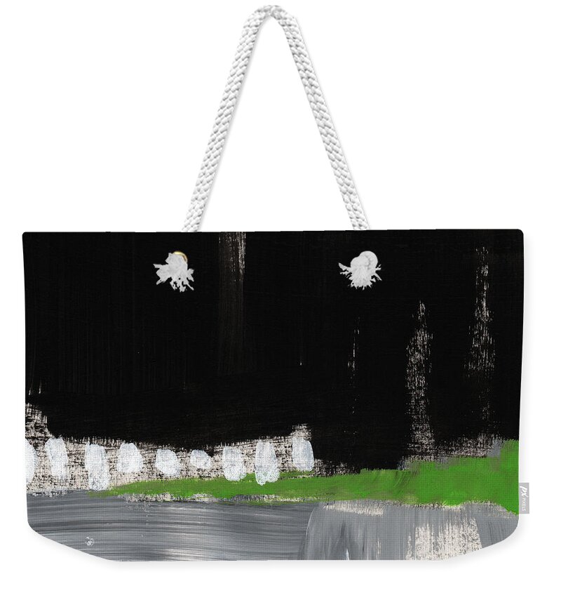 Abstract Painting Weekender Tote Bag featuring the painting Night Horizon- abstract landscapeart by Linda Woods
