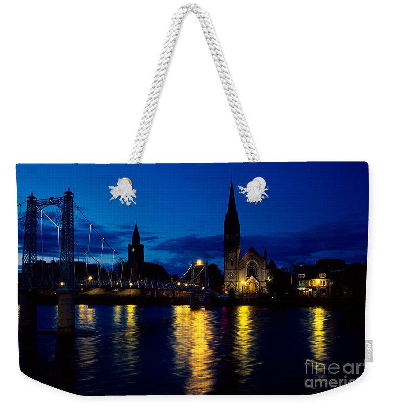 Inverness Weekender Tote Bag featuring the photograph Night lights in Inverness by Riccardo Mottola