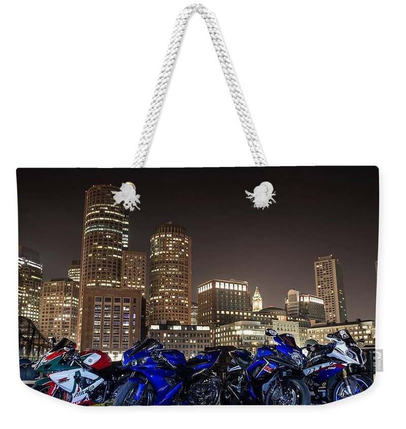 Motorcycle Weekender Tote Bag featuring the photograph Night out by Lawrence Christopher