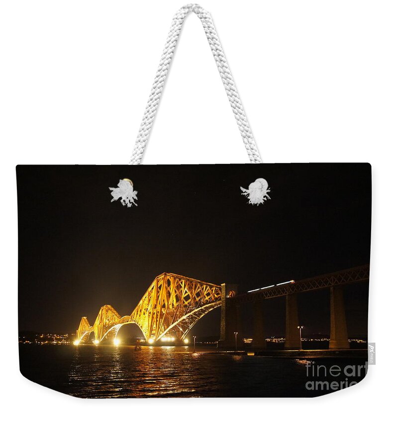 Night Lights Weekender Tote Bag featuring the photograph Night train by Elena Perelman