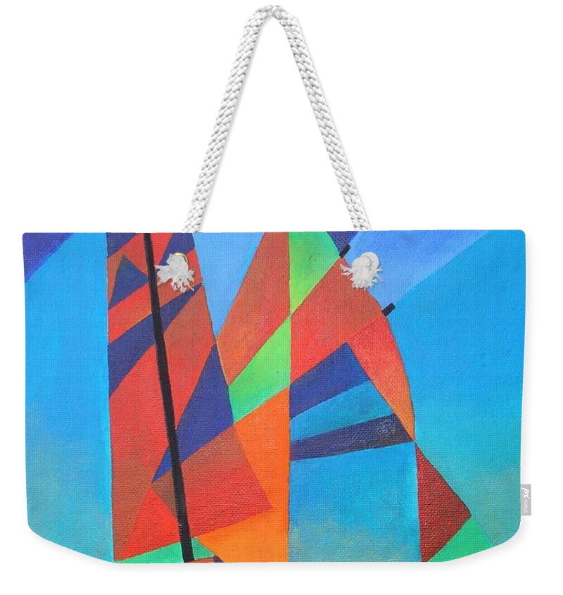 Sailboat Weekender Tote Bag featuring the painting Nightboat by Taiche Acrylic Art