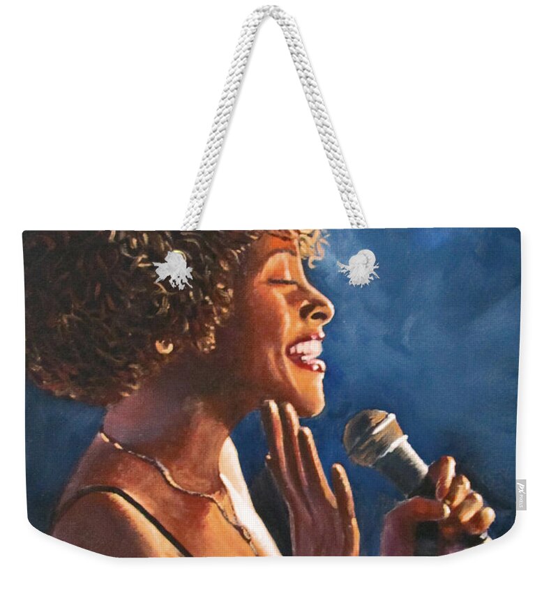Singer Weekender Tote Bag featuring the painting Nightclub Singer by Kevin Hughes