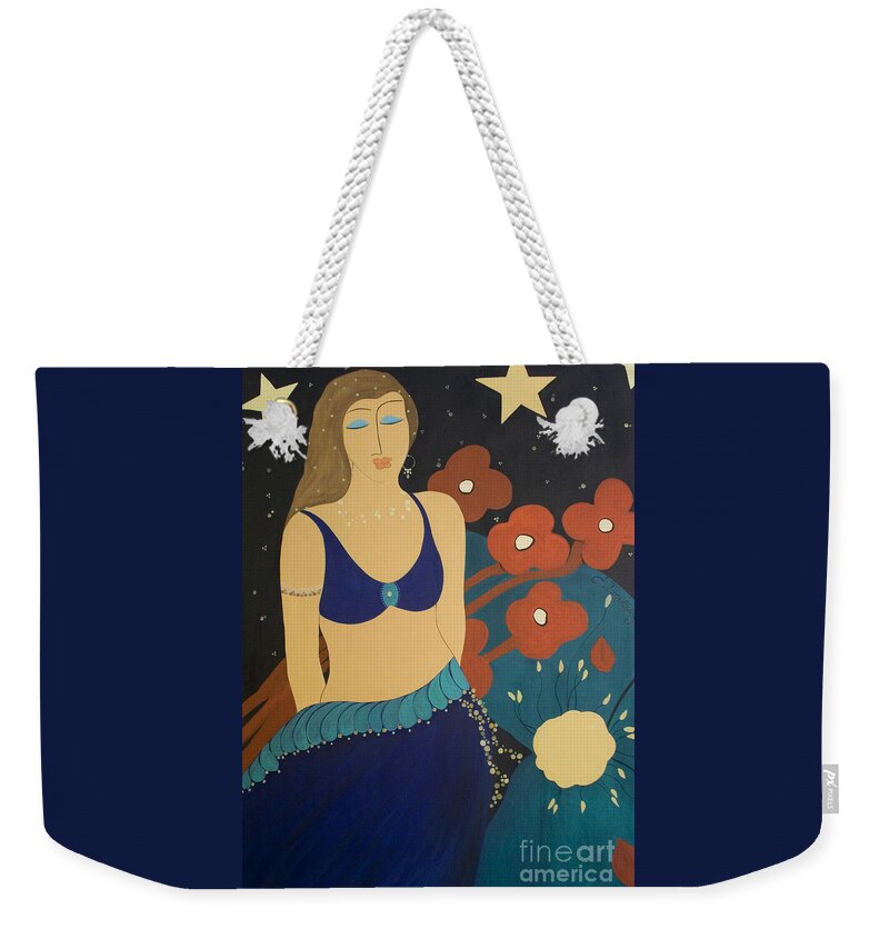 #stars Weekender Tote Bag featuring the painting Nightfall by Jacquelinemari