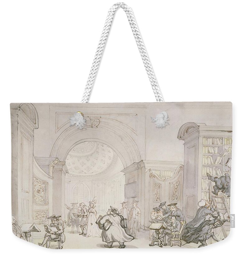 Professors Weekender Tote Bag featuring the drawing No.0613 The West Room And The Dome Room by Thomas Rowlandson