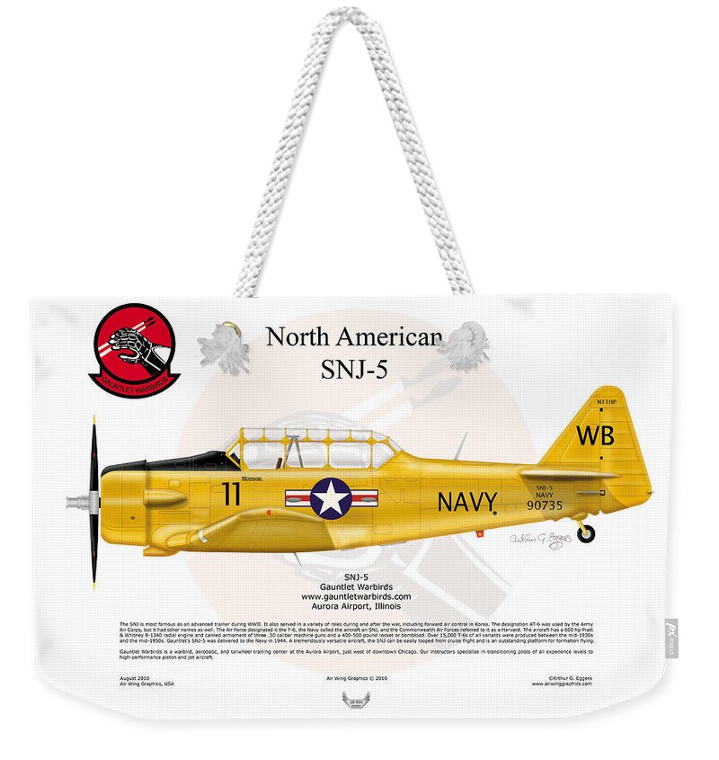 North American Weekender Tote Bag featuring the digital art North American SNJ-5 by Arthur Eggers
