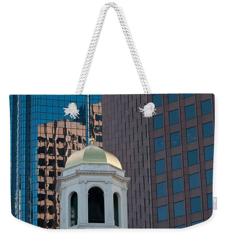 Boston Weekender Tote Bag featuring the photograph North Meeting Place and Echange Place by Paul Mangold