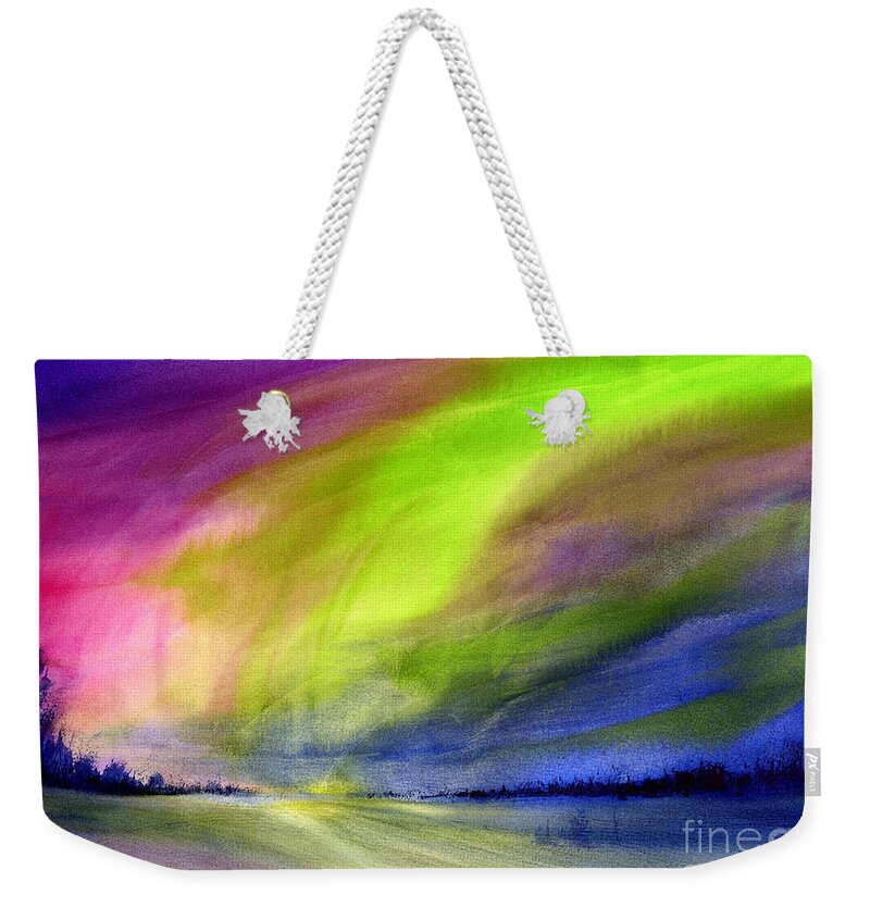 Northern Light Weekender Tote Bag featuring the painting Northern Lights by Hailey E Herrera
