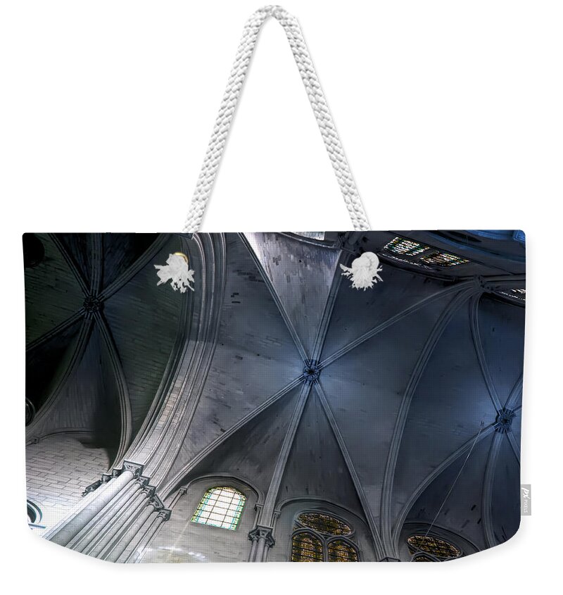 Evie Weekender Tote Bag featuring the photograph Notre Dame Ceiling in Blues by Evie Carrier