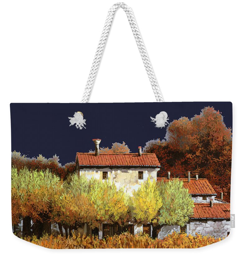 Vineyard Weekender Tote Bag featuring the painting Notte In Campagna by Guido Borelli