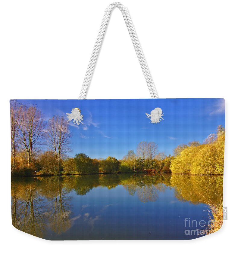 St James Lake Weekender Tote Bag featuring the photograph November Lake 1 by Jeremy Hayden