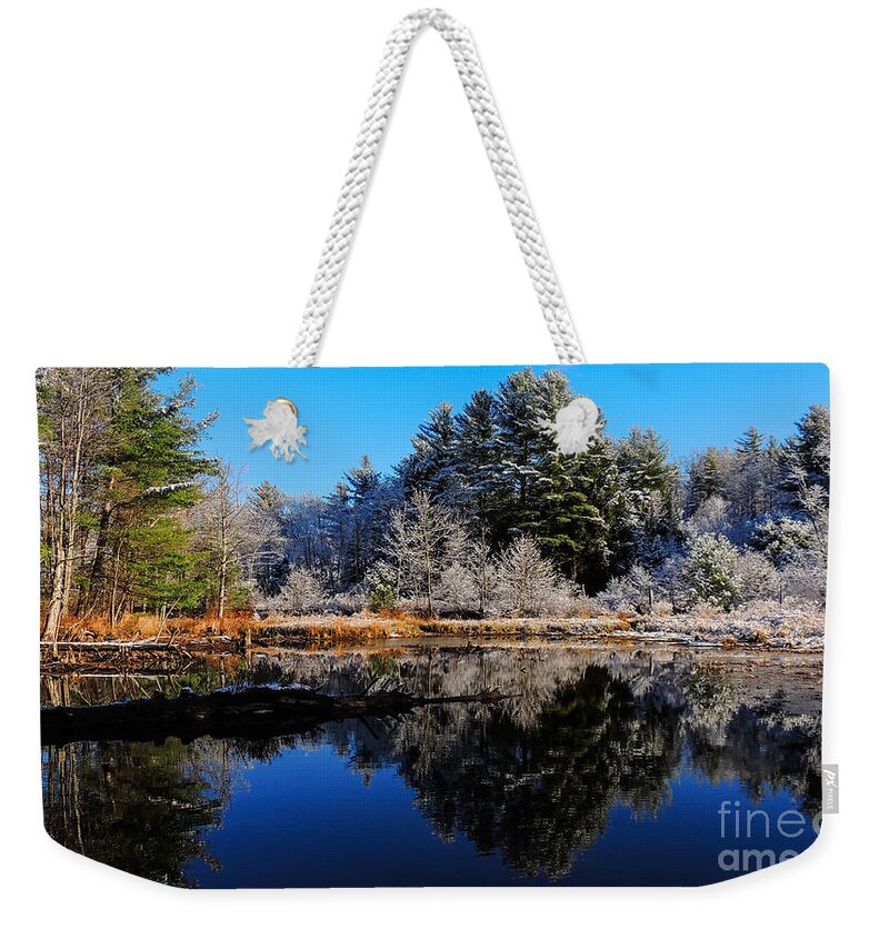 Snow Weekender Tote Bag featuring the photograph November Snow by Mim White