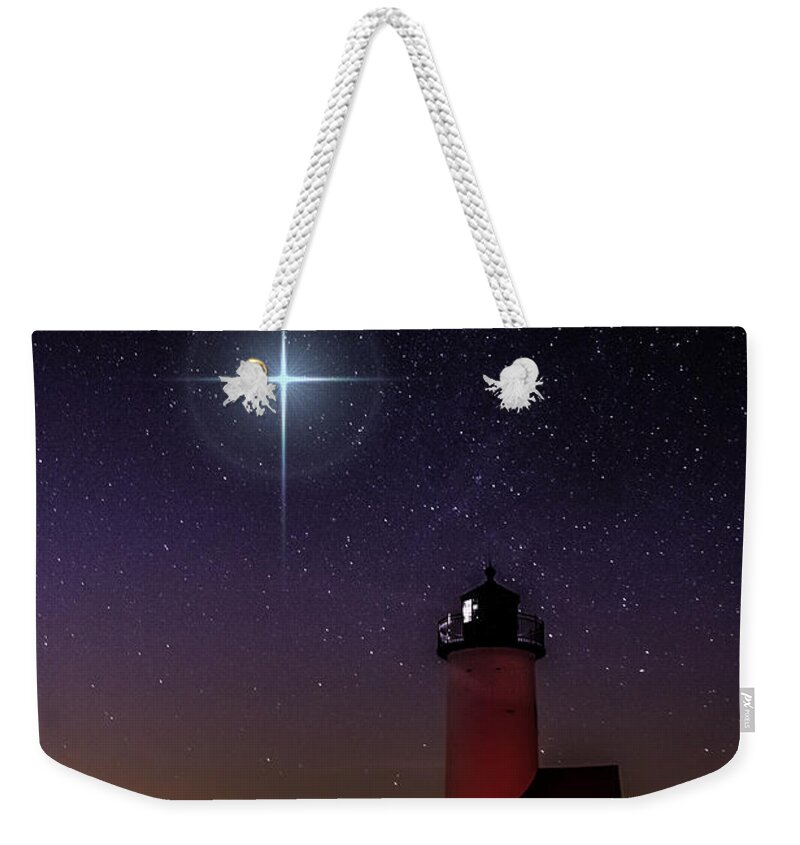 Annisquam Lighthouse Weekender Tote Bag featuring the photograph Star over Annisquam lighthouse by Jeff Folger