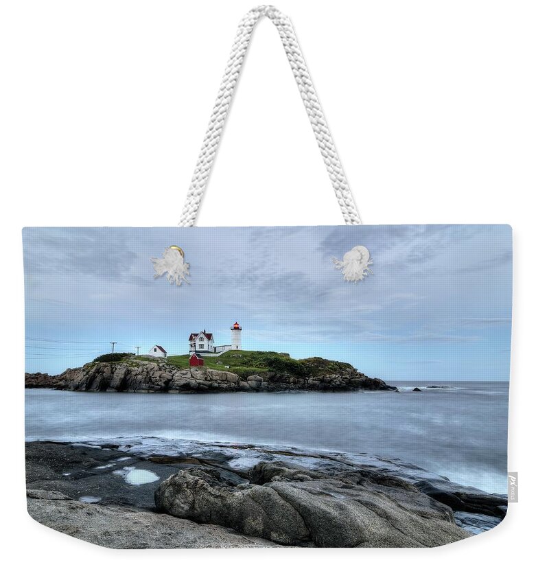 Nubble Weekender Tote Bag featuring the photograph Nubble Light After Sunset by Donna Doherty