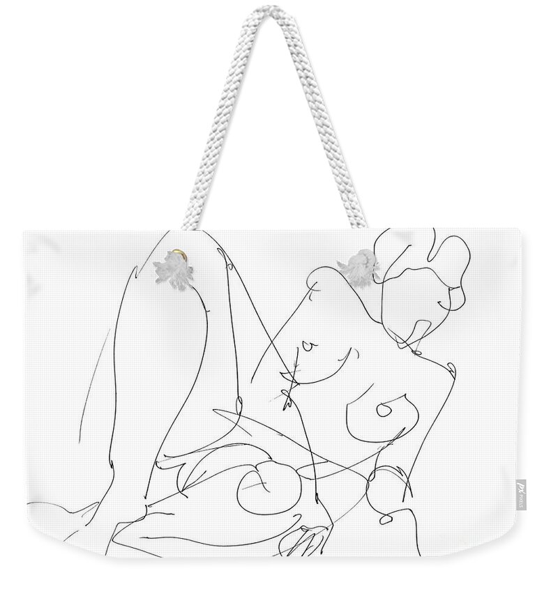 Female Weekender Tote Bag featuring the drawing Nude Female Drawings 15 by Gordon Punt