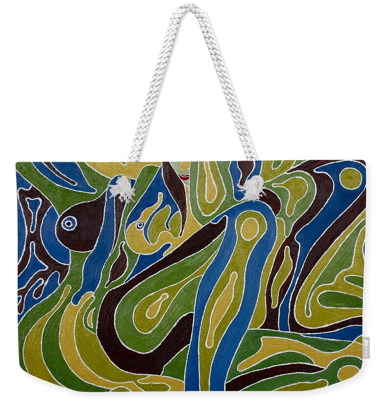 Nude Weekender Tote Bag featuring the painting Nude3 by Carol Tsiatsios