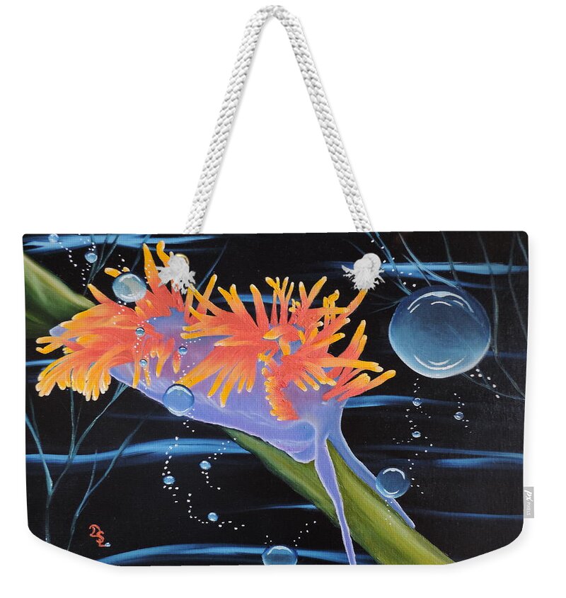 Sea Life Weekender Tote Bag featuring the painting Nudibranche by Dianna Lewis
